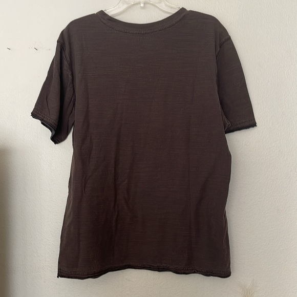 MENS DARK BROWN CHALC DESIGNER SHORT SLEEVE SHIRT - Picture 6 of 6
